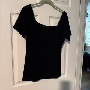 NWOT Madewell Square Neck short Sleeve Black Women's Top